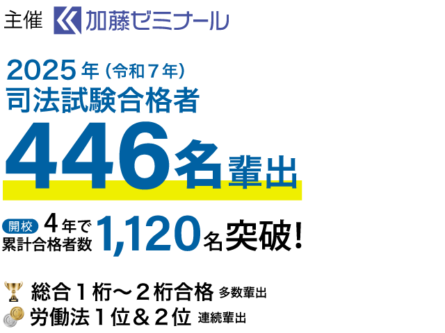 主催 加藤ゼミナール 司法試験合格者446名輩出